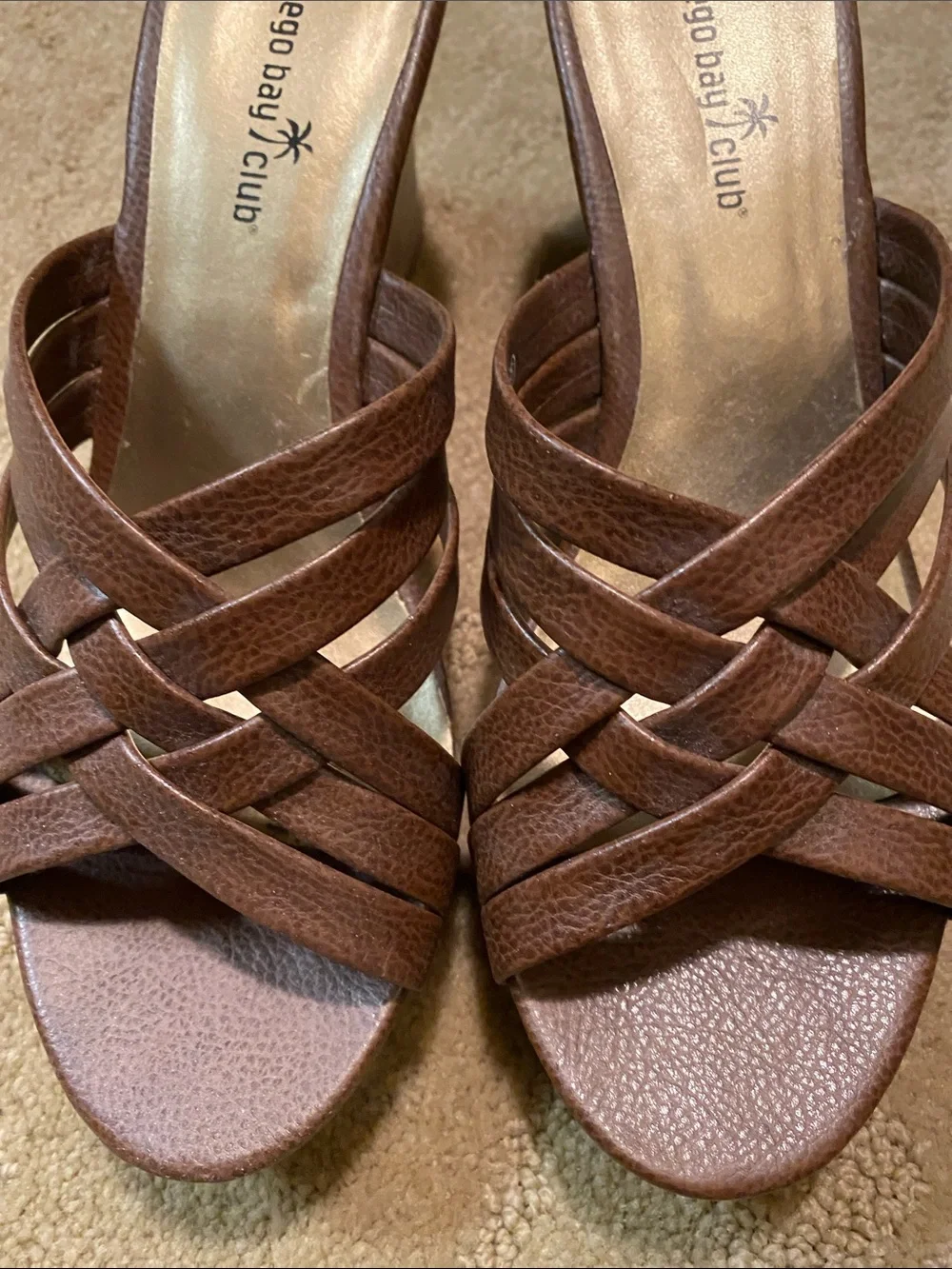 Montego Bay Club Brown Crisscross Wedge Sandals-8 Summer Academia Fall Beach